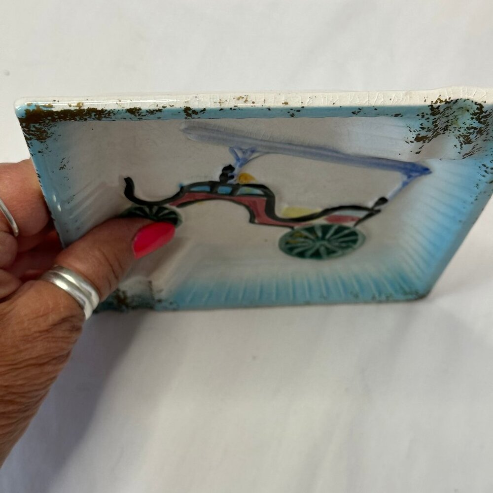 Vintage Ashtray Cigar/Cigarette Car/Cart, Ceramic, 5.5”, Unique Super Rare Find - Picture 6 of 11